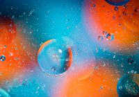 Fundo laranja e azul com bolhas da mesma cor